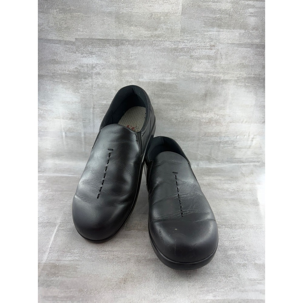 SAS San Antonio Black Leather Slip On Loafers Walking Shoes Women Sz 8.5 M